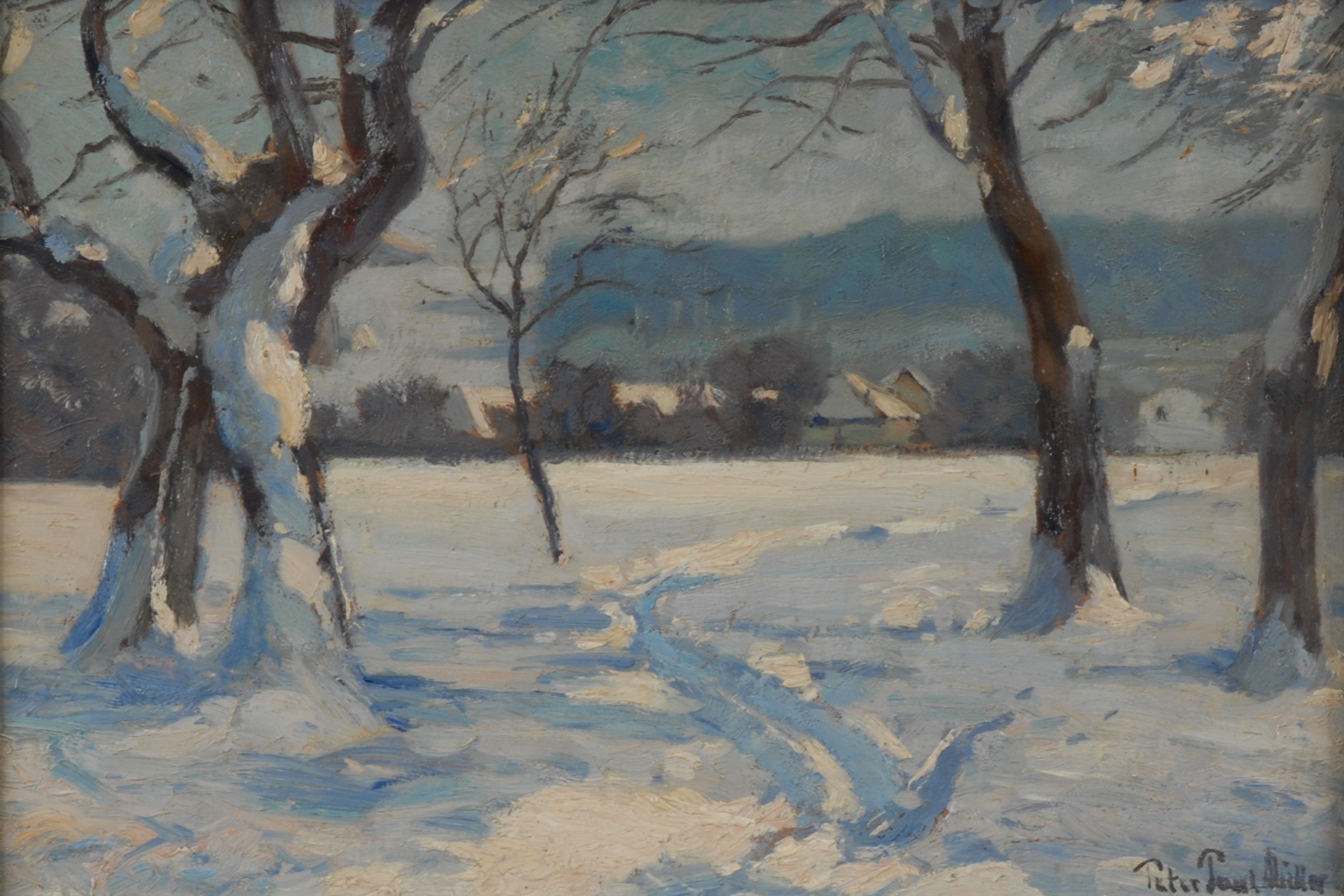 Winter vor dem Dorf